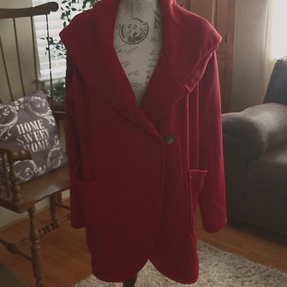 Zavenue USA Oversized Jacket Cherry Red - Picture 1 of 8